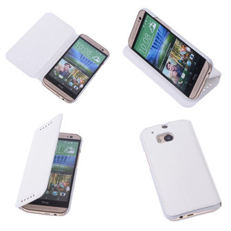 Bestcases Wit Map Case Book Cover Hoesje voor HTC One M8