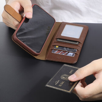 Echt Lederen Wallet Case Telefoonhoesje voor iPhone XR - Bruin