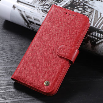Echt Lederen Wallet Case Telefoonhoesje voor iPhone Xs Max - Rood