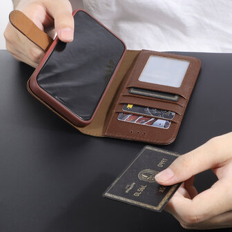 Echt Lederen Wallet Case Telefoonhoesje voor iPhone Xs Max - Bruin