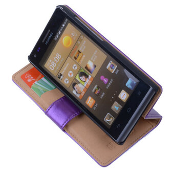 PU Leder Lila Huawei Ascend G6 4G Book/Wallet Case/Cover Hoesje