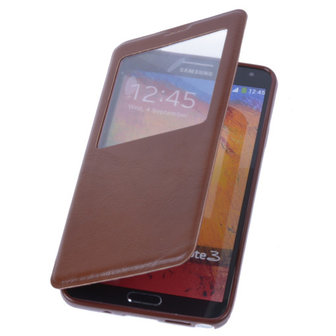 View Case Bruin Hoesje voor Samsung Galaxy S4 i9500 TPU Bookcover