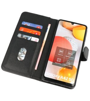 Booktype Wallet Case Telefoonhoesje voor Samsung Galaxy A42 5G - Zwart