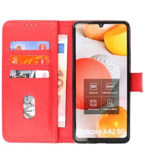 Booktype Wallet Case Telefoonhoesje voor Samsung Galaxy A42 5G - Rood