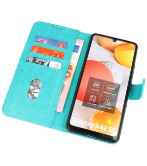 Booktype Wallet Case Telefoonhoesje voor Samsung Galaxy A42 5G - Groen