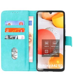 Booktype Wallet Case Telefoonhoesje voor Samsung Galaxy A42 5G - Groen