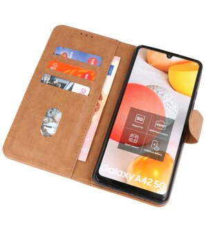 Booktype Wallet Case Telefoonhoesje voor Samsung Galaxy A42 5G - Bruin