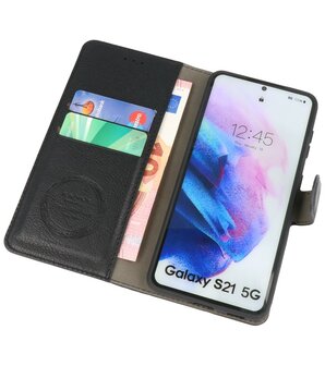 Book Case Pasjeshouder Telefoonhoesje voor Samsung Galaxy S21 Zwart