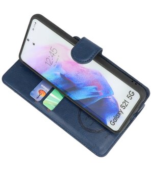 Book Case Pasjeshouder Telefoonhoesje voor Samsung Galaxy S21 Navy