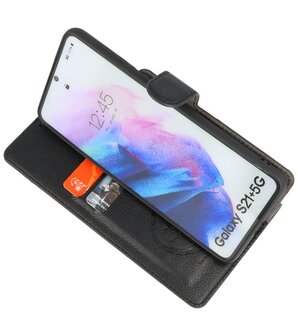 Book Case Pasjeshouder Telefoonhoesje voor Samsung Galaxy S21 Plus Zwart