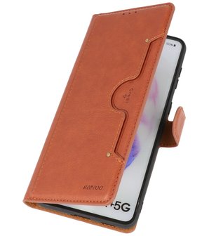 Book Case Pasjeshouder Telefoonhoesje voor Samsung Galaxy S21 Plus Bruin