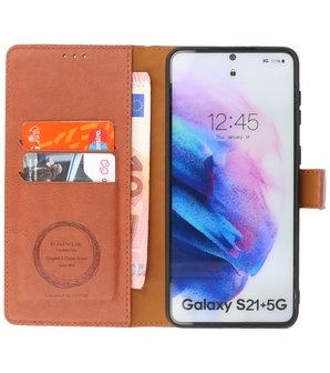 Book Case Pasjeshouder Telefoonhoesje voor Samsung Galaxy S21 Plus Bruin