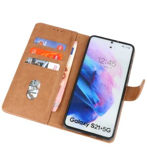 Booktype Wallet Case Telefoonhoesje voor Samsung Galaxy S21 Plus - Bruin