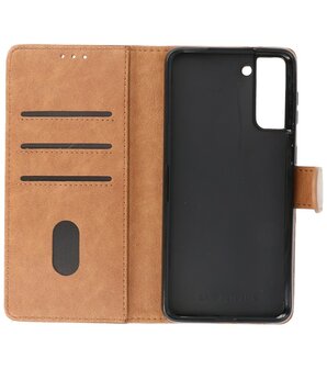 Booktype Wallet Case Telefoonhoesje voor Samsung Galaxy S21 Plus - Bruin