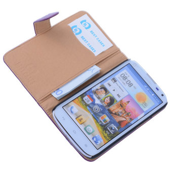 BestCases Lila Huawei Ascend G610 Luxe Echt Lederen Booktype Hoesje 