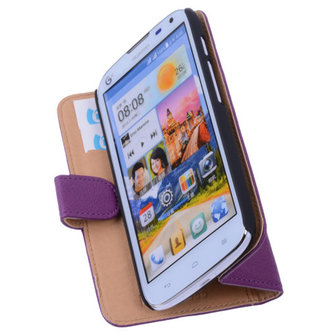 BestCases Lila Huawei Ascend G610 Luxe Echt Lederen Booktype Hoesje 