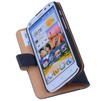 BestCases Nevy Blue  Huawei Ascend G610 Luxe Echt Lederen Booktype Hoesje 