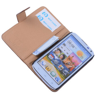 BestCases Bruin Huawei Ascend G610 Luxe Echt Lederen Booktype Hoesje