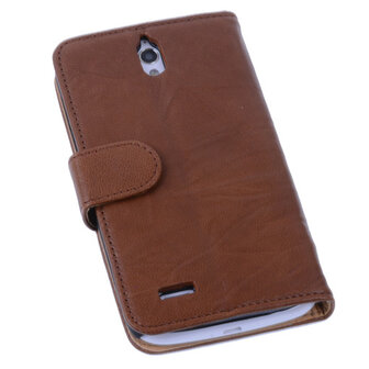 BestCases Bruin Huawei Ascend G610 Luxe Echt Lederen Booktype Hoesje