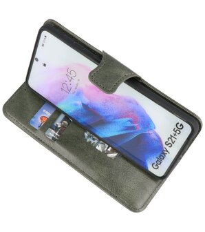 Portemonnee Wallet Case Hoesje voor Samsung Galaxy S21 Plus - Donker Groen