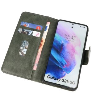 Portemonnee Wallet Case Hoesje voor Samsung Galaxy S21 Plus - Donker Groen