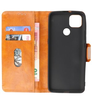 Portemonnee Wallet Case Hoesje voor Motorola Moto G9 Power (2020) - Bruin