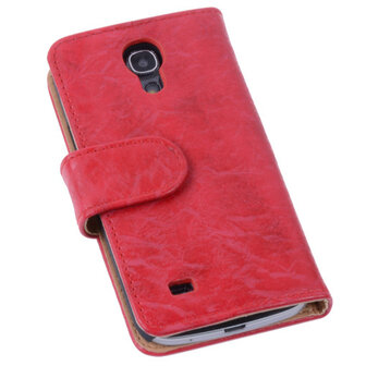 Bestcases Vintage Rood Book Cover Hoesje voor Samsung Galaxy S4 Mini i9190