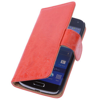 Bestcases Vintage Oranje Book Cover Hoesje voor Samsung Galaxy S4 Mini i9190