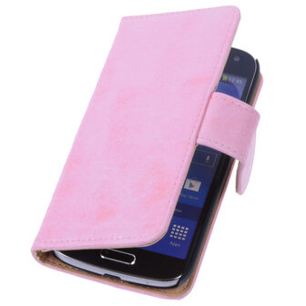 Bestcases Vintage Light Pink Book Cover Hoesje voor Samsung Galaxy S4 Mini i9190