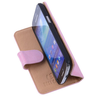 Bestcases Vintage Light Pink Book Cover Hoesje voor Samsung Galaxy S4 Mini i9190