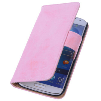 Bestcases Vintage Light Pink Book Cover Hoesje voor Samsung Galaxy S4 i9500
