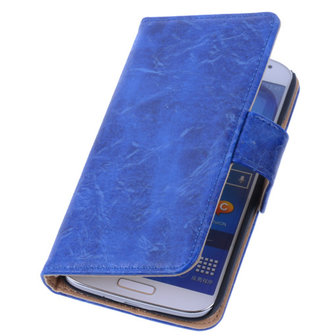 Bestcases Vintage Blauw Book Cover Hoesje voor Samsung Galaxy S4 i9500