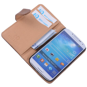 Bestcases Vintage Bruin Book Cover Hoesje voor Samsung Galaxy S4 i9500