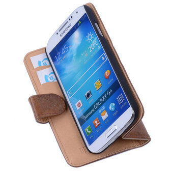 Bestcases Vintage Bruin Book Cover Hoesje voor Samsung Galaxy S4 i9500