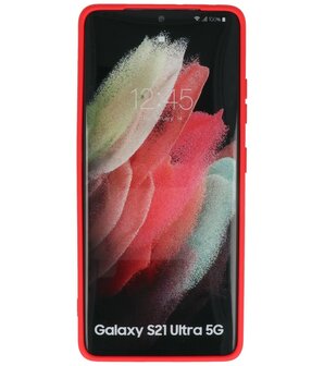 2.0mm Dikke Fashion Backcover Telefoonhoesje voor Samsung Galaxy S21 Ultra - Rood