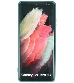 2.0mm Dikke Fashion Backcover Telefoonhoesje voor Samsung Galaxy S21 Ultra - Donker Groen