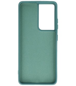 2.0mm Dikke Fashion Backcover Telefoonhoesje voor Samsung Galaxy S21 Ultra - Donker Groen