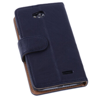 BestCases Navy Blue Luxe Echt Lederen Booktype Hoesje voor LG L70