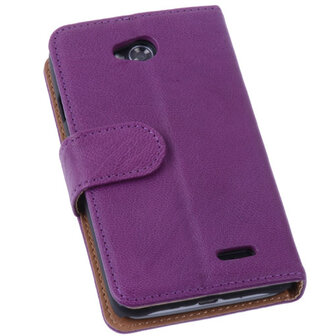 BestCases Lila Luxe Echt Lederen Booktype Hoesje voor LG L70