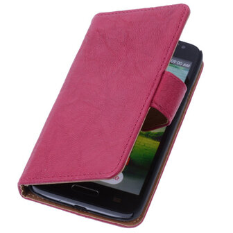 BestCases Fuchsia Luxe Echt Lederen Booktype Hoesje voor LG L70