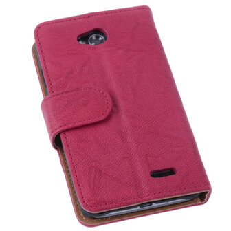 BestCases Fuchsia Luxe Echt Lederen Booktype Hoesje voor LG L70