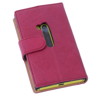 BestCases Stand Fuchsia Echt Lederen Book Wallet Hoesje voor Nokia Lumia 920