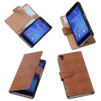 Bestcases &quot;Slang&quot; Bruin Sony Xperia Z2 Bookcase Cover Hoesje