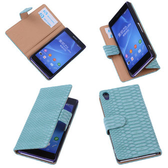 Bestcases &quot;Slang&quot; Turquoise Sony Xperia Z2 Bookcase Cover Hoesje 