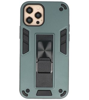 Tough Armor Hardcase Met Standfunctie Hoesje voor iPhone 12 - 12 Pro - Donker Groen