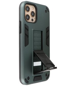 Tough Armor Hardcase Met Standfunctie Hoesje voor iPhone 12 - 12 Pro - Donker Groen