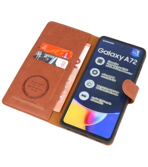 Book Case Pasjeshouder Telefoonhoesje voor Samsung Galaxy A72 / A72&nbsp;5G - Bruin