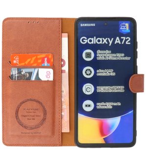 Book Case Pasjeshouder Telefoonhoesje voor Samsung Galaxy A72 / A72&nbsp;5G - Bruin