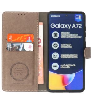 Book Case Pasjeshouder Telefoonhoesje voor Samsung Galaxy A72 / A72&nbsp;5G - Grijs