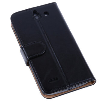 PU Leder Zwart Hoesje voor Huawei Ascend G730 Book/Wallet Case/Cover